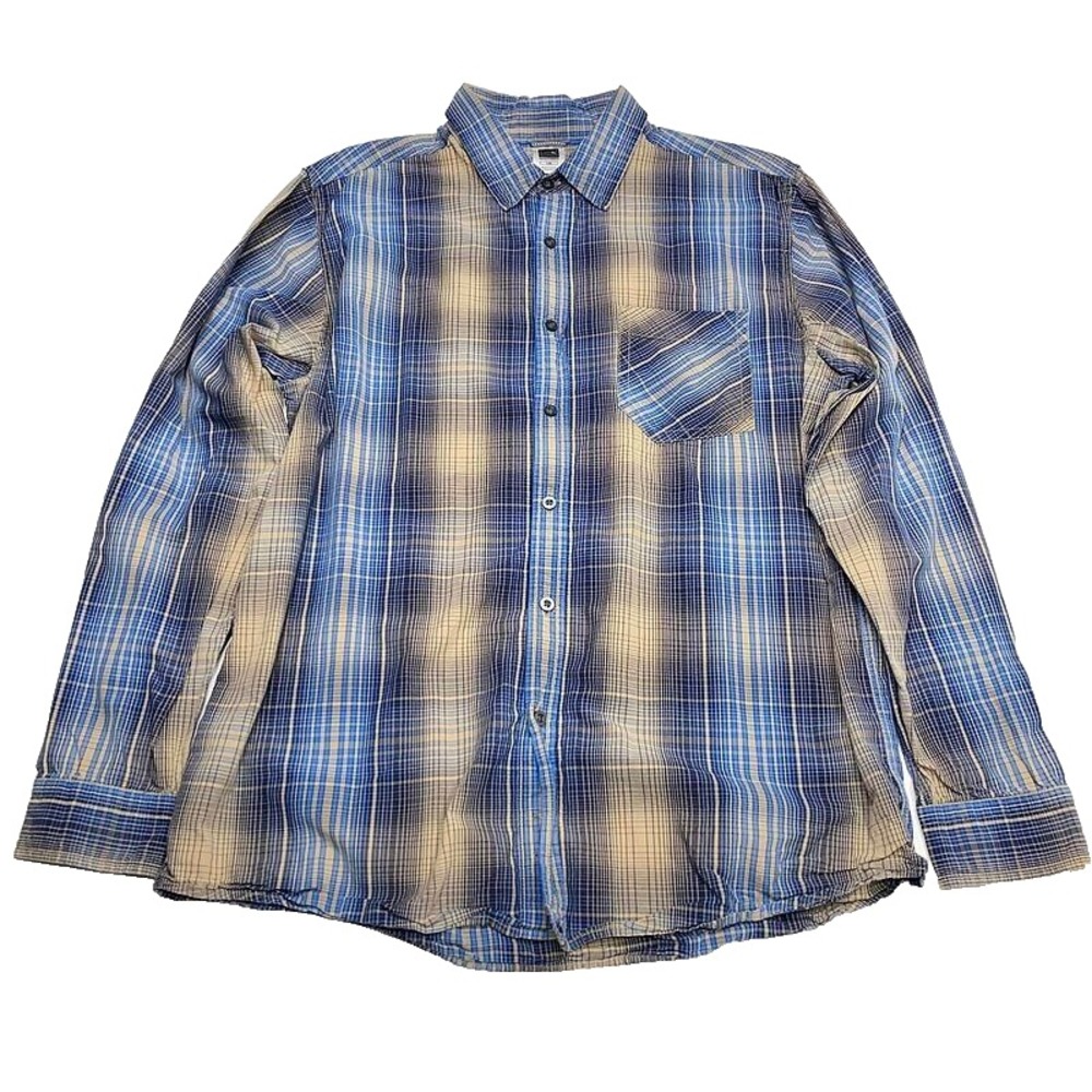 The North Face Button Shirt L Large Plaid Blue Gray‎ Long Sleeve Outdoor Mens